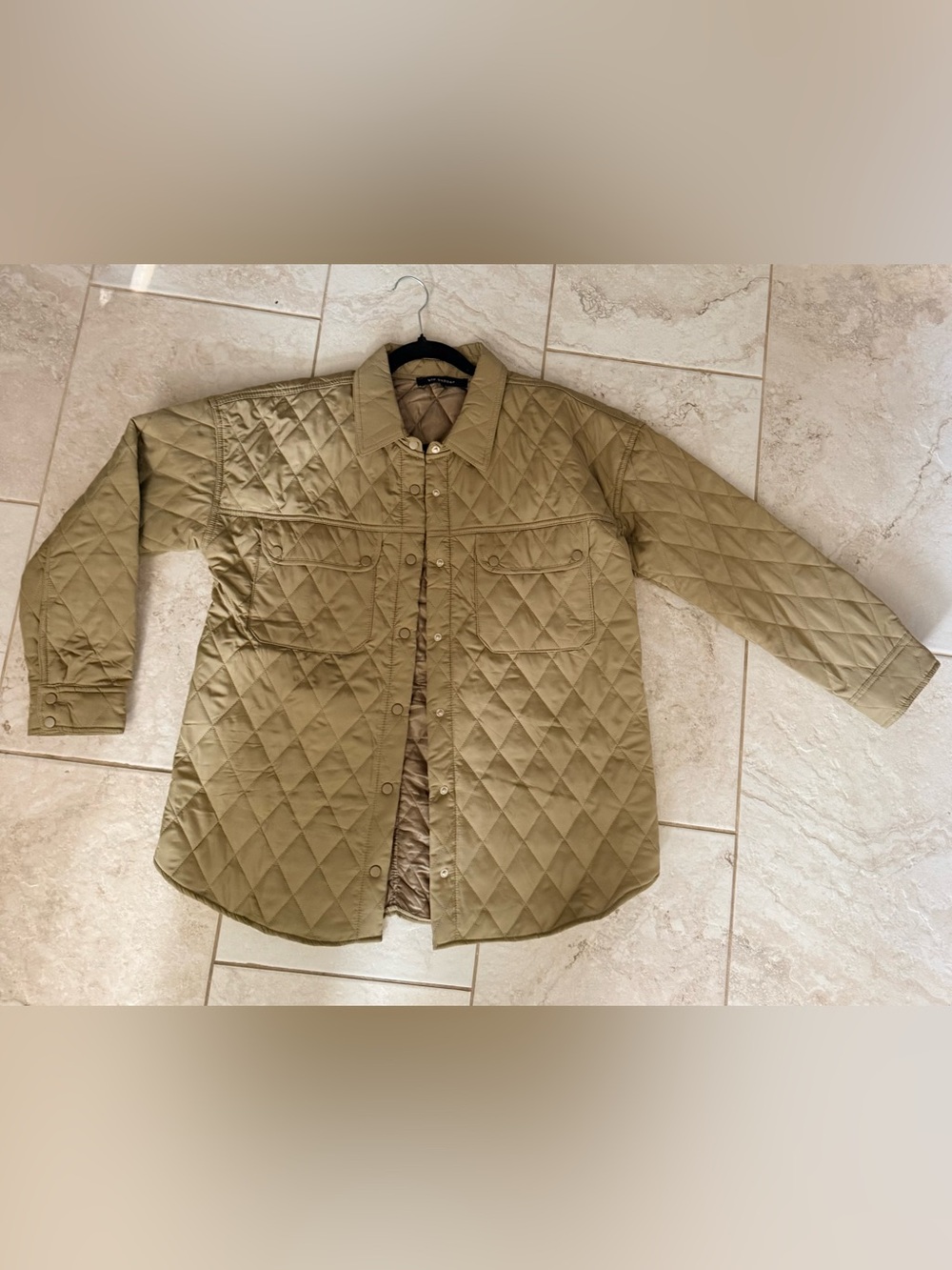 Blu Pepper Quilted Shacket Jacket - Olive